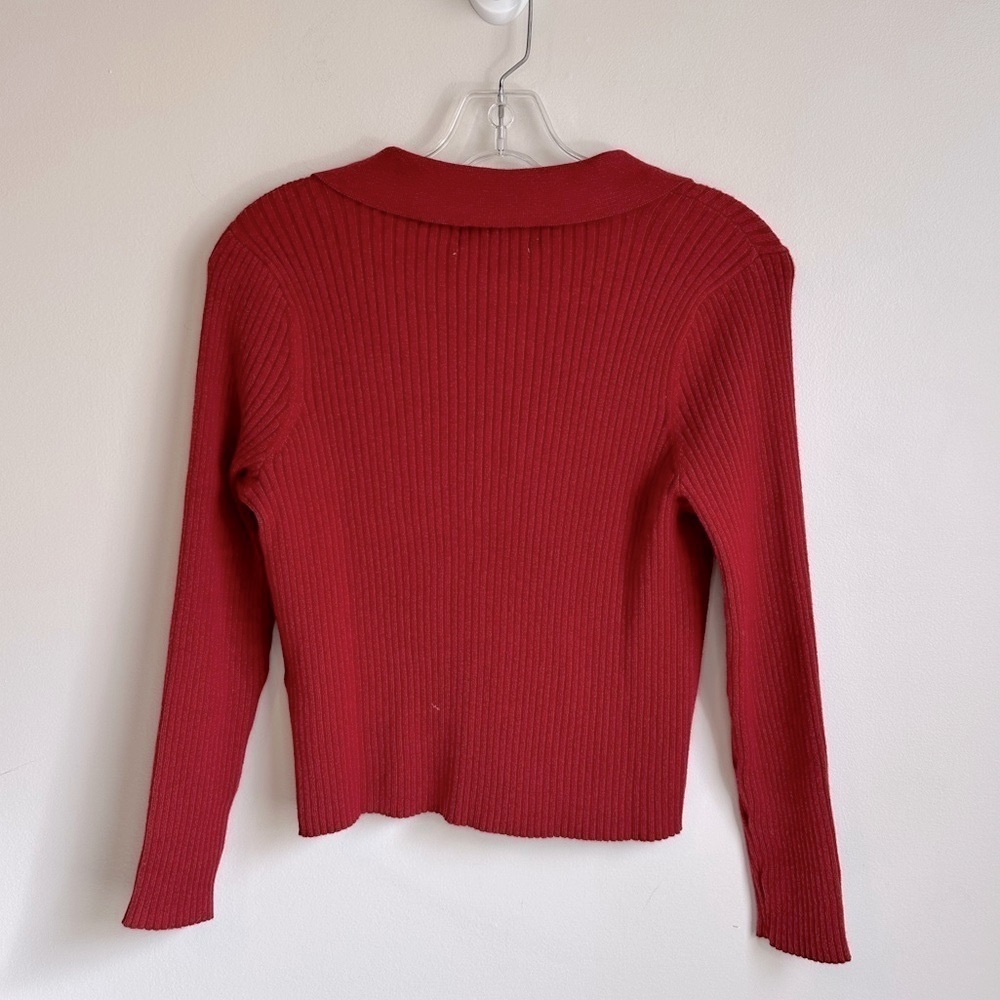 NWT Old Navy Ribbed Crop Polo Sweater Red Size Small Petite - Picture 6 of 10